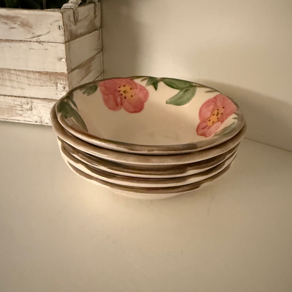 Franciscan Desert Rose Floral 6” Sauce Berry Dessert Bowls x5 Floral Earthenware - Picture 2 of 8
